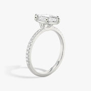 Marquise Cut - Pave Band - 6 Prong Classic Ring - 14 K Gold